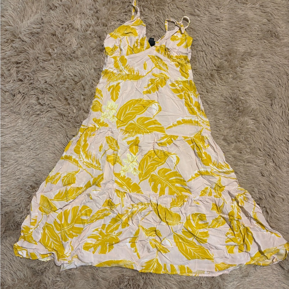 Wild Fable Yellow Leaf Pattern Dress